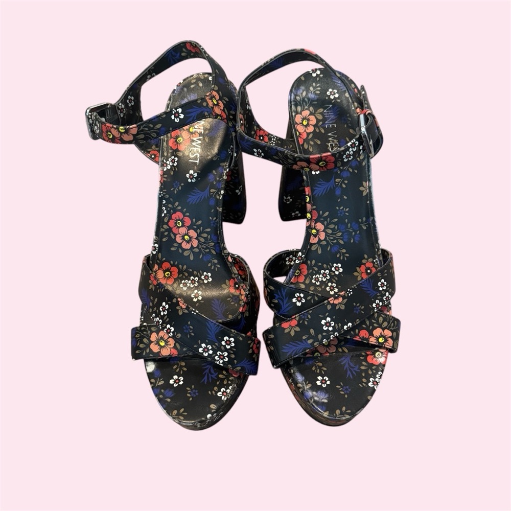 Nine West Platforms, Multicolor Floral, Size 10